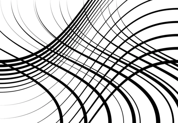 Griglia Rete Linee Ondulate Ondulate Ondulate Ondulate Astratto Bianco Nero — Vettoriale Stock