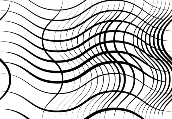Сетка Сетка Волнистых Волнистых Махающих Волнистых Линий Абстрактный Черно Белый — стоковый вектор