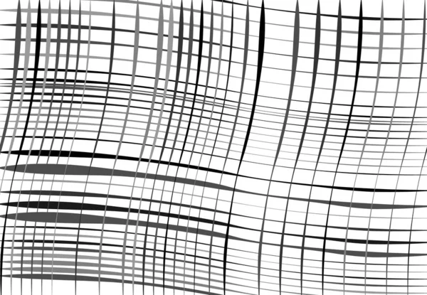 Grille Maille Lignes Ondulées Ondulées Ondulées Gonflées Abstrait Noir Blanc — Image vectorielle