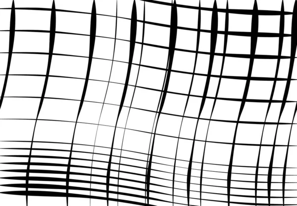 Grid Mesh Wavy Undulating Waving Billowy Lines Abstract Black White — Stock Vector
