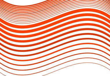 Renkli dalgalı, dalgalı ve dalgalı, dalgalı yatay çizgiler, çizgili soyut tasarım elementleri. Renkli turuncu arkaplan, desen ve doku