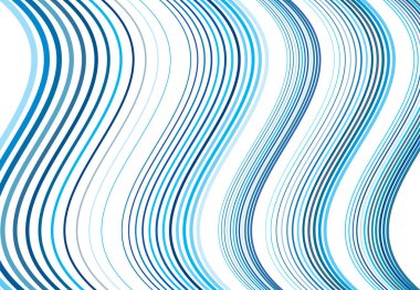 Renkli dalgalı, dalgalı ve dalgalı, dalgalı dikey çizgiler, çizgili soyut tasarım öğesi. Renkli mavi arkaplan, desen ve doku