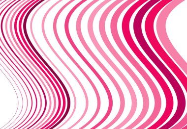 Renkli dalgalı, dalgalı ve dalgalı, dalgalı dikey çizgiler, çizgili soyut tasarım öğesi. Renkli pembe arkaplan, desen ve doku