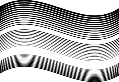 Dalgalı, dalgalı ve dalgalı, dalgalı yatay çizgiler, çizgiler soyut tasarım ögesi, siyah ve beyaz, tek renkli arkaplan, desen ve doku