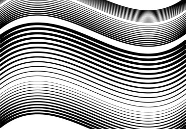 Dalgalı, dalgalı ve dalgalı, dalgalı yatay çizgiler, çizgiler soyut tasarım ögesi, siyah ve beyaz, tek renkli arkaplan, desen ve doku