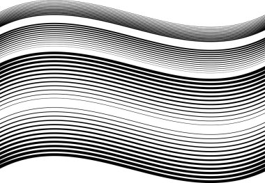 Dalgalı, dalgalı ve dalgalı, dalgalı yatay çizgiler, çizgiler soyut tasarım ögesi, siyah ve beyaz, tek renkli arkaplan, desen ve doku