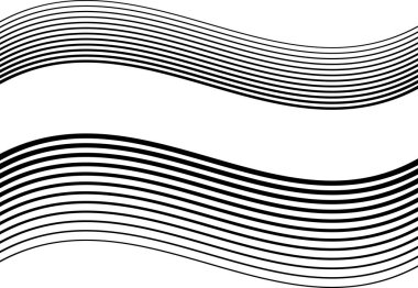 Dalgalı, dalgalı ve dalgalı, dalgalı yatay çizgiler, çizgiler soyut tasarım ögesi, siyah ve beyaz, tek renkli arkaplan, desen ve doku