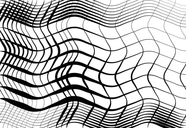 Сетка Сетка Волнистых Волнистых Махающих Волнистых Линий Абстрактный Черно Белый — стоковый вектор