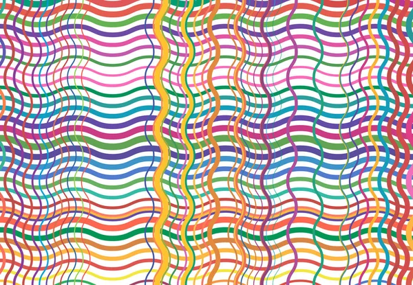 グリッド波状の 弱々しい線のメッシュ 抽象的なカラフルで多色の背景 背景とパターン スクイグル スクイグルライン格子グリル — ストックベクタ