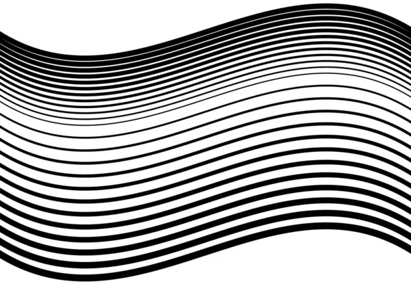 Wavy Waving Undulating Billowy Horizontal Lines Stripes Abstract Design Element — Stock Vector