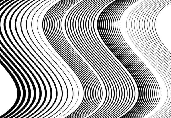 Wavy Waving Undulating Billowy Horizontal Lines Stripes Abstract Design Element — Stock Vector