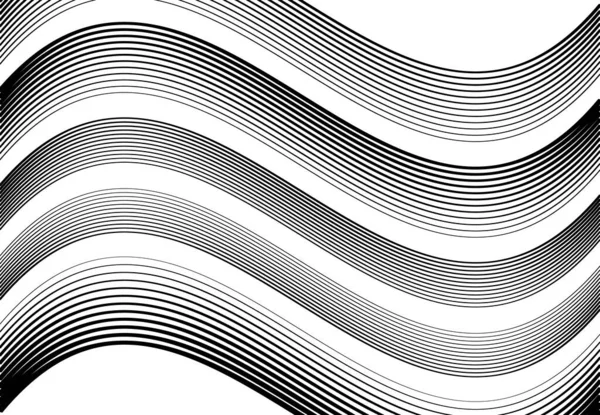 Волнистые Волнистые Волнистые Волнистые Горизонтальные Линии Полосы Абстрактный Элемент Дизайна — стоковый вектор