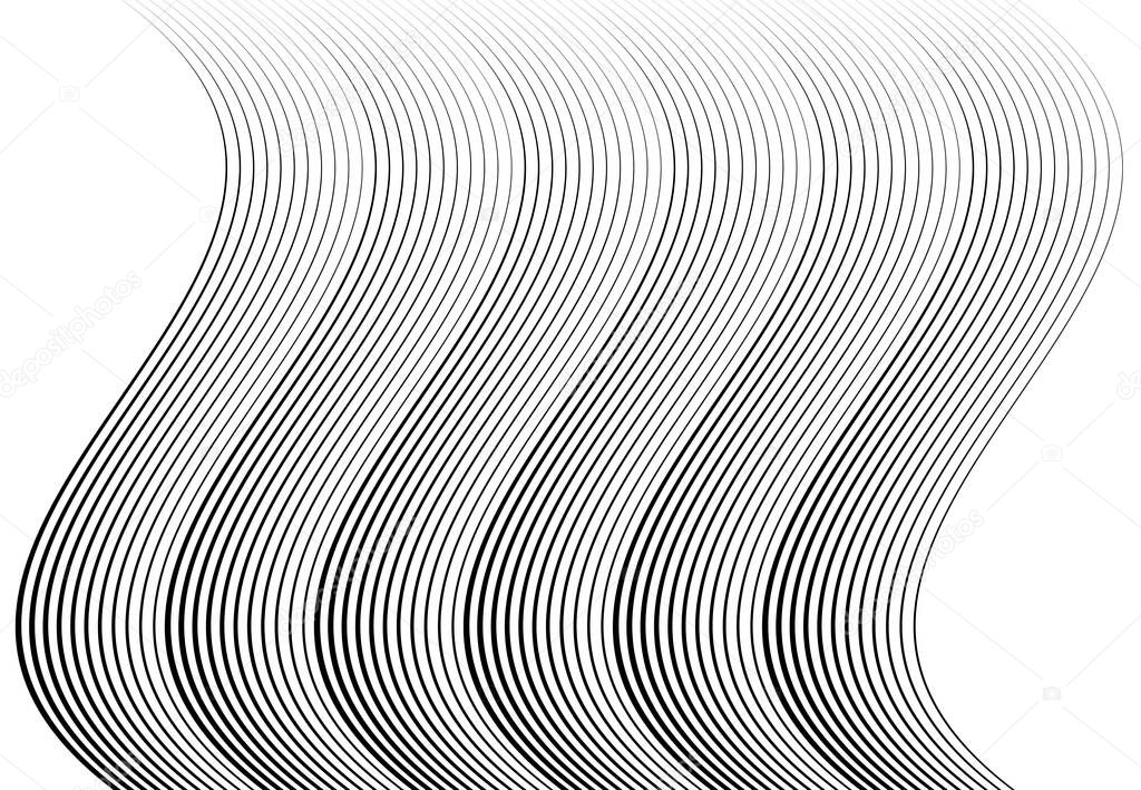 Wavy, waving and undulating, billowy lines, stripes abstract design element, background, pattern and texture