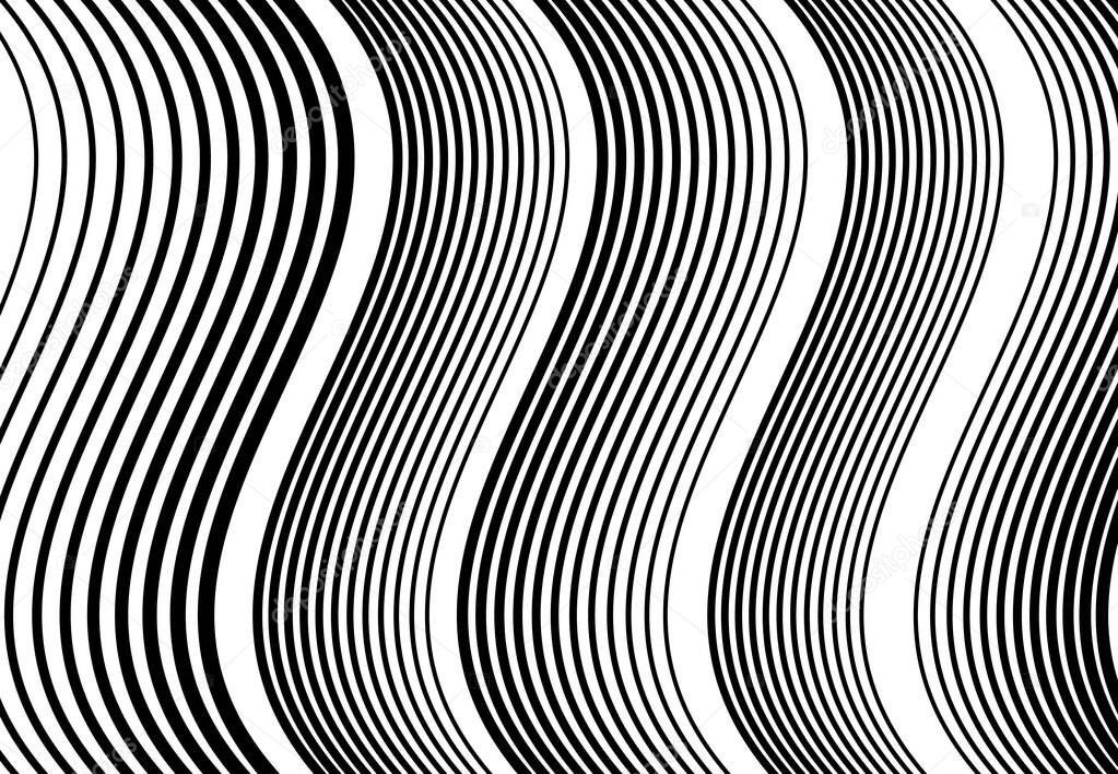 Wavy, waving and undulating, billowy lines, stripes abstract design element, background, pattern and texture