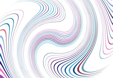 Bükme, girdap çizgileri, çizgiler. Dalgalı, eşmerkezli şeritler ve çizgiler sallıyor. Döndürme, bükme ve dönme etkisi rastgele şeritler üzerinde. Mor, pembe, mavi soyut element, arkaplan, desen ve doku