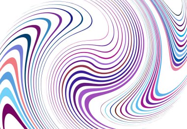 Bükme, girdap çizgileri, çizgiler. Dalgalı, eşmerkezli şeritler ve çizgiler sallıyor. Döndürme, bükme ve dönme etkisi rastgele şeritler üzerinde. Mor, pembe, mavi soyut element, arkaplan, desen ve doku