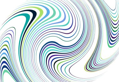 Bükme, girdap çizgileri, çizgiler. Dalgalı, eşmerkezli şeritler ve çizgiler sallıyor. Döndürme, bükme ve dönme etkisi rastgele şeritler üzerinde. Mavi soyut tasarım ögesi