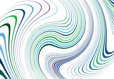Bükme, girdap çizgileri, çizgiler. Dalgalı, eşmerkezli şeritler ve çizgiler sallıyor. Döndürme, bükme ve dönme etkisi rastgele şeritler üzerinde. Mavi soyut tasarım ögesi