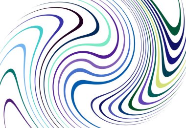 Bükme, girdap çizgileri, çizgiler. Dalgalı, eşmerkezli şeritler ve çizgiler sallıyor. Döndürme, bükme ve dönme etkisi rastgele şeritler üzerinde. Mavi soyut tasarım ögesi