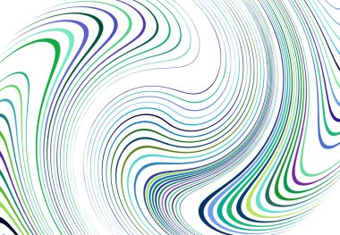Bükme, girdap çizgileri, çizgiler. Dalgalı, eşmerkezli şeritler ve çizgiler sallıyor. Döndürme, bükme ve dönme etkisi rastgele şeritler üzerinde. Mavi soyut tasarım ögesi