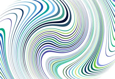 Bükme, girdap çizgileri, çizgiler. Dalgalı, eşmerkezli şeritler ve çizgiler sallıyor. Döndürme, bükme ve dönme etkisi rastgele şeritler üzerinde. Mavi soyut tasarım ögesi