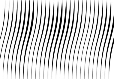 Abstract wavy, waving, billowy and undulating lines, stripes. Squiggly, squiggle lines with twist effect. Abstract black and white, monochrome, grayscale pattern, background, backdrop and texture clipart