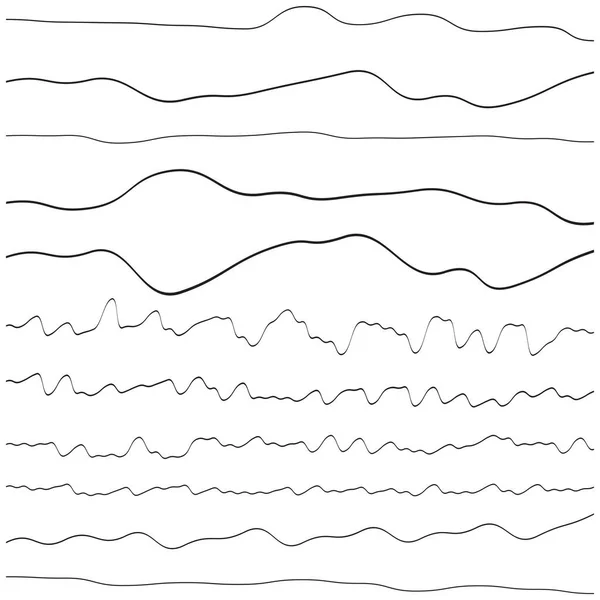 Nieregularne Przypadkowe Poruszanie Się Falowanie Faliste Linie Zestaw Pasków Linie — Wektor stockowy
