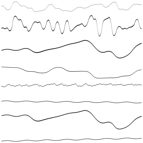 Irregular Wiggling Aleatório Squiggle Acenando Linhas Onduladas Conjunto Listra Linhas —  Vetores de Stock