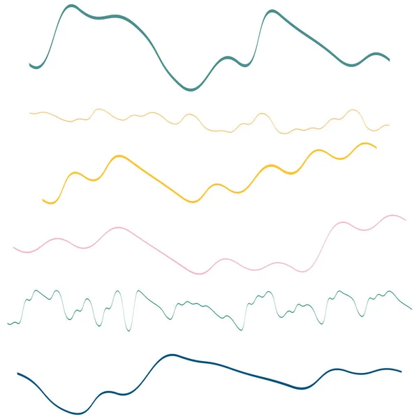 Нерегулярные Случайные Колебания Извилистые Махания Волнистые Линии Набор Полос Линии — стоковый вектор