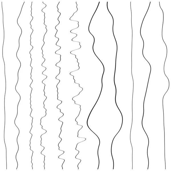 Unregelmäßiges Zufälliges Wackeln Winken Wellenlinien Streifensatz Linien Mit Wogenden Wellenförmigen — Stockvektor