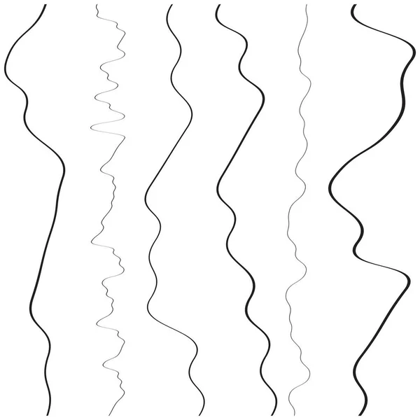 不规则的 随意的摆动 斯吉格挥动 波浪形线 条纹集 畸变线 — 图库矢量图片