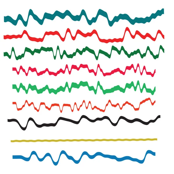 不规则的 随意的摆动 斯吉格挥动 波浪形线 条纹集 畸变线 — 图库矢量图片