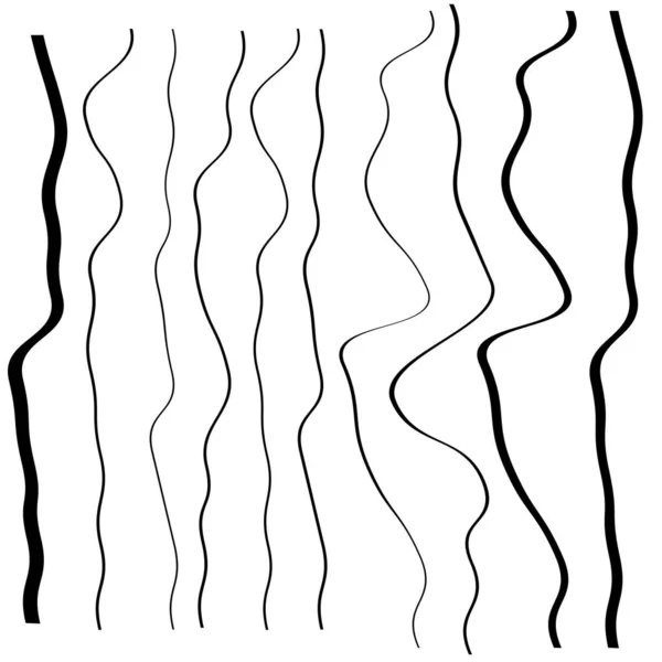 Irregular Random Wiggling Squiggle Waving Wavy Lines Stripe Set Lines — Stock Vector