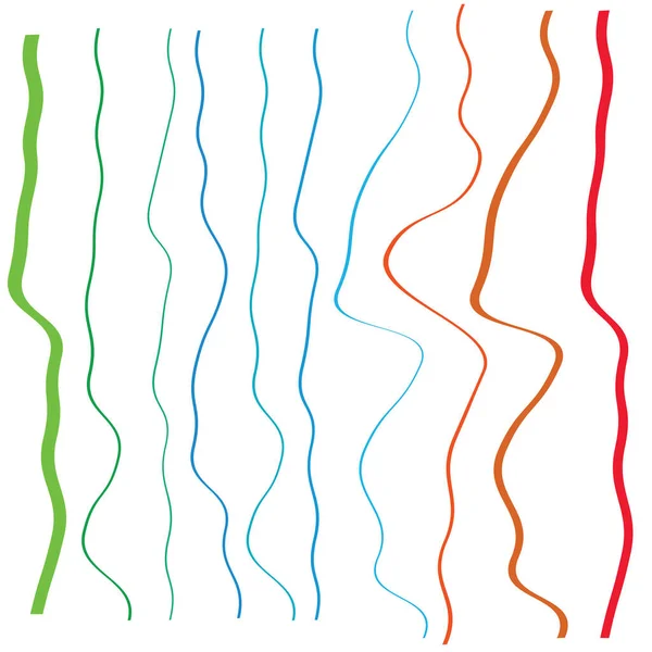 Irregular Random Wiggling Squiggle Waving Wavy Lines Stripe Set Lines — Stock Vector