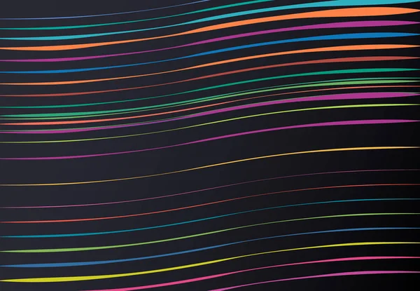 鮮やかで活気のある抽象波状の波状の波状の線 斜めに ねじれ効果のある細い線 要約カラフルで多色のパターン テクスチャ — ストックベクタ