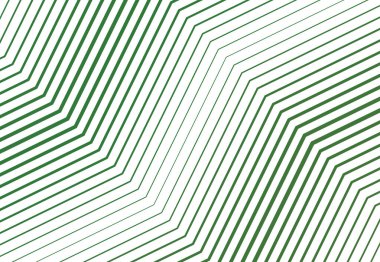 Zig-zag, çapraz, dalgalı, dalgalı ve tırtıklı çizgiler, çizgili tasarım öğesi. Objektif, eğimli, eğimli ve eğimli şeritler, renkli yeşil geometrik zemin, doku ve desen çizgileri