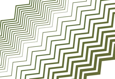 Zig-zag, çapraz, dalgalı, dalgalı ve tırtıklı çizgiler, çizgili tasarım öğesi. Objektif, eğimli, eğimli ve eğimli şeritler, renkli yeşil geometrik zemin, doku ve desen çizgileri