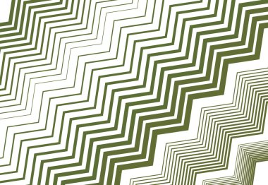 Zig-zag, çapraz, dalgalı, dalgalı ve tırtıklı çizgiler, çizgili tasarım öğesi. Objektif, eğimli, eğimli ve eğimli şeritler, renkli yeşil geometrik zemin, doku ve desen çizgileri