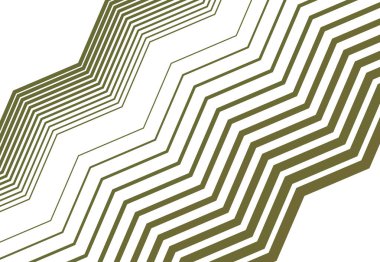 Zig-zag, çapraz, dalgalı, dalgalı ve tırtıklı çizgiler, çizgili tasarım öğesi. Objektif, eğimli, eğimli ve eğimli şeritler, renkli yeşil geometrik zemin, doku ve desen çizgileri