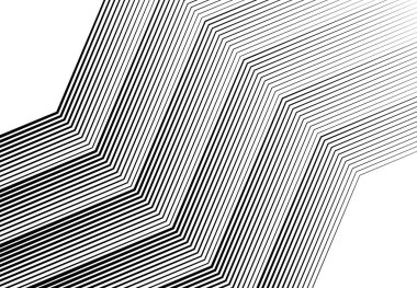 Zig-zag, çapraz, dalgalı, dalgalı ve tırtıklı çizgiler, çizgili tasarım öğesi. Çapraz, eğimli, eğimli ve eğimli şeritler, çizgiler, siyah ve beyaz, tek renkli geometrik zemin, doku ve desen
