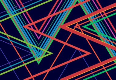 Canlı, canlı zig-zag, çapraz çapraz, tırtıklı, buruşuk açılı ızgara örgü, kafes ya da ızgara rastgele açılı hatlar. Soyut geometrik renkli, çok renkli arkaplan, doku ve desen