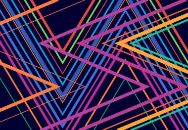 Canlı, canlı zig-zag, çapraz çapraz, tırtıklı, buruşuk açılı ızgara örgü, kafes ya da ızgara rastgele açılı hatlar. Soyut geometrik renkli, çok renkli arkaplan, doku ve desen