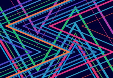 Canlı, canlı zig-zag, çapraz çapraz, tırtıklı, buruşuk açılı ızgara örgü, kafes ya da ızgara rastgele açılı hatlar. Soyut geometrik renkli, çok renkli arkaplan, doku ve desen