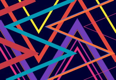 Canlı, canlı zig-zag, çapraz çapraz, tırtıklı, buruşuk açılı ızgara örgü, kafes ya da ızgara rastgele açılı hatlar. Soyut geometrik renkli, çok renkli arkaplan, doku ve desen