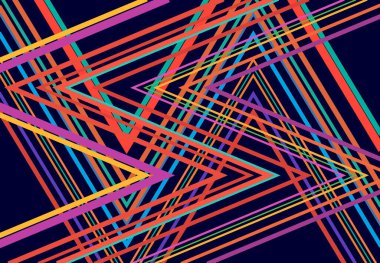 Canlı, canlı zig-zag, çapraz çapraz, tırtıklı, buruşuk açılı ızgara örgü, kafes ya da ızgara rastgele açılı hatlar. Soyut geometrik renkli, çok renkli arkaplan, doku ve desen