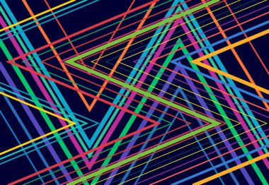 Canlı, canlı zig-zag, çapraz çapraz, tırtıklı, buruşuk açılı ızgara örgü, kafes ya da ızgara rastgele açılı hatlar. Soyut geometrik renkli, çok renkli arkaplan, doku ve desen