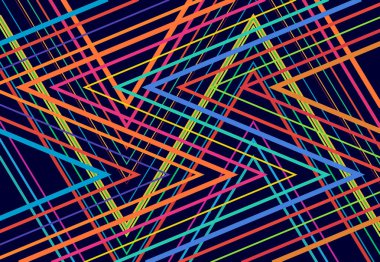 Canlı, canlı zig-zag, çapraz çapraz, tırtıklı, buruşuk açılı ızgara örgü, kafes ya da ızgara rastgele açılı hatlar. Soyut geometrik renkli, çok renkli arkaplan, doku ve desen