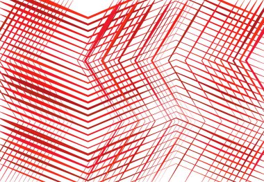 Zig-zag, çapraz çapraz, tırtıklı, buruşuk açılı ızgara, örgü, kafes ya da ızgara, rastgele açılı çizgiler. Soyut geometrik renkli kırmızı arkaplan, doku ve desen