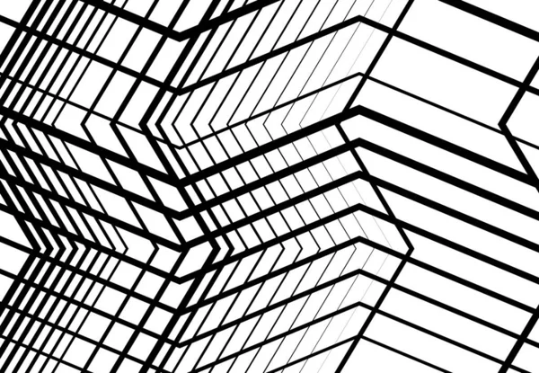 ジグザグ 鋸歯状 角格子 メッシュ 格子や格子 ランダムな角度の線のグリル 抽象幾何学的黒と白 モノクロームの背景 テクスチャとパターン — ストックベクタ