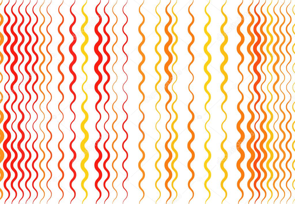 Abstract wavy, waving, billowy and undulating lines, stripes. Squiggly, squiggle lines with twist effect. Abstract colorful YELLOW, ORANGE pattern, background, backdrop and texture